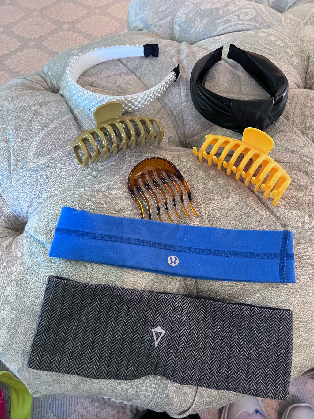 Lululemon Athletica Blue Performance Headband And Various Hair Accessories